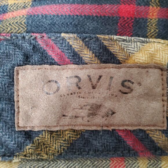 Orvis Big Bear Plaid Flannel Shirt Mens Size Medium Heavyweight Double Brushed - Picture 9 of 12